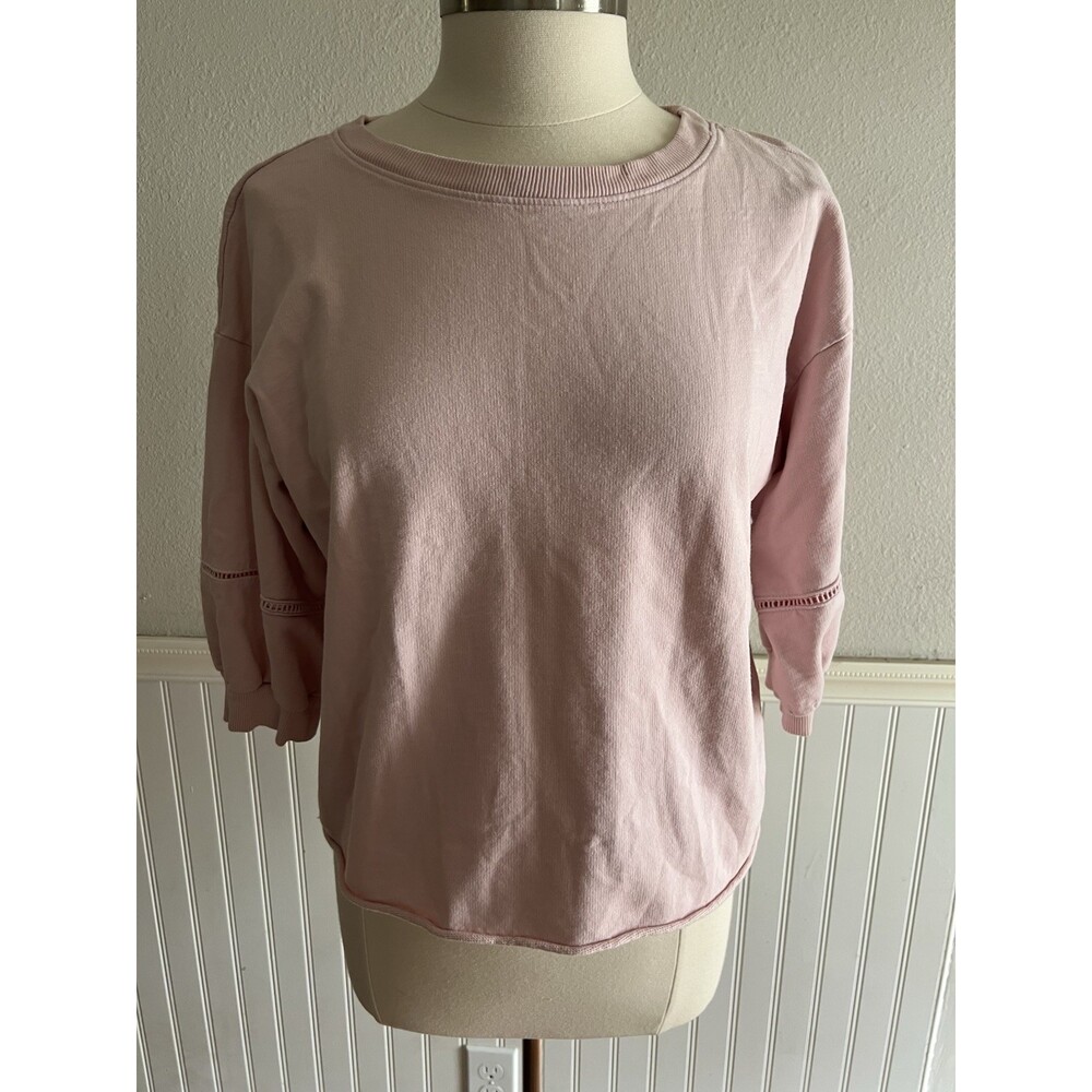 Michael Stars Short Sleeve Sweatshirt Raw Hem Slouchy Cut Outs Boho Soft Pink XS
